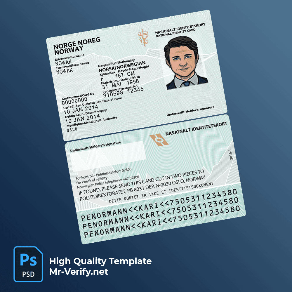 norway-id-mrverify Norway ID template in PSD format new version