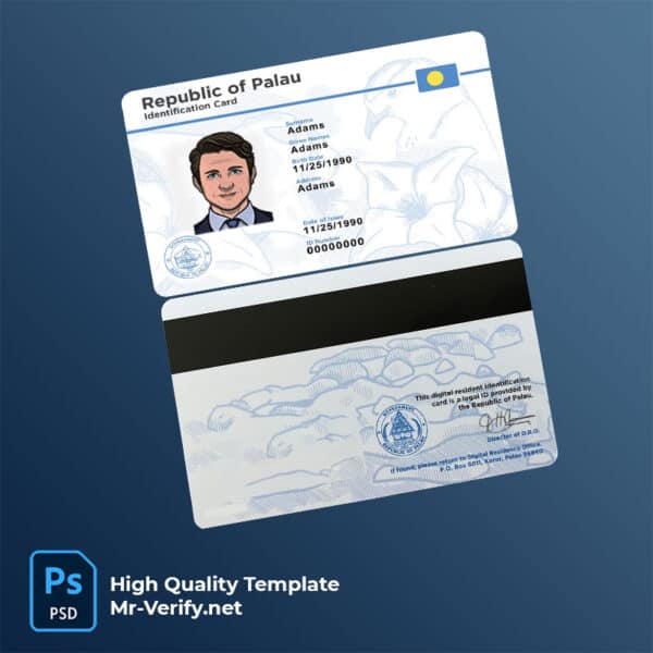 Palau ID card PSD template high quality