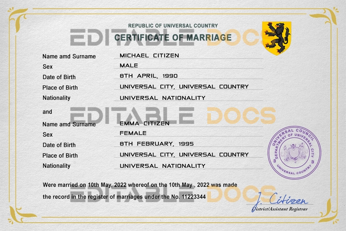 red-eye universal Marriage Certificate red-eye universal Marriage Certificate