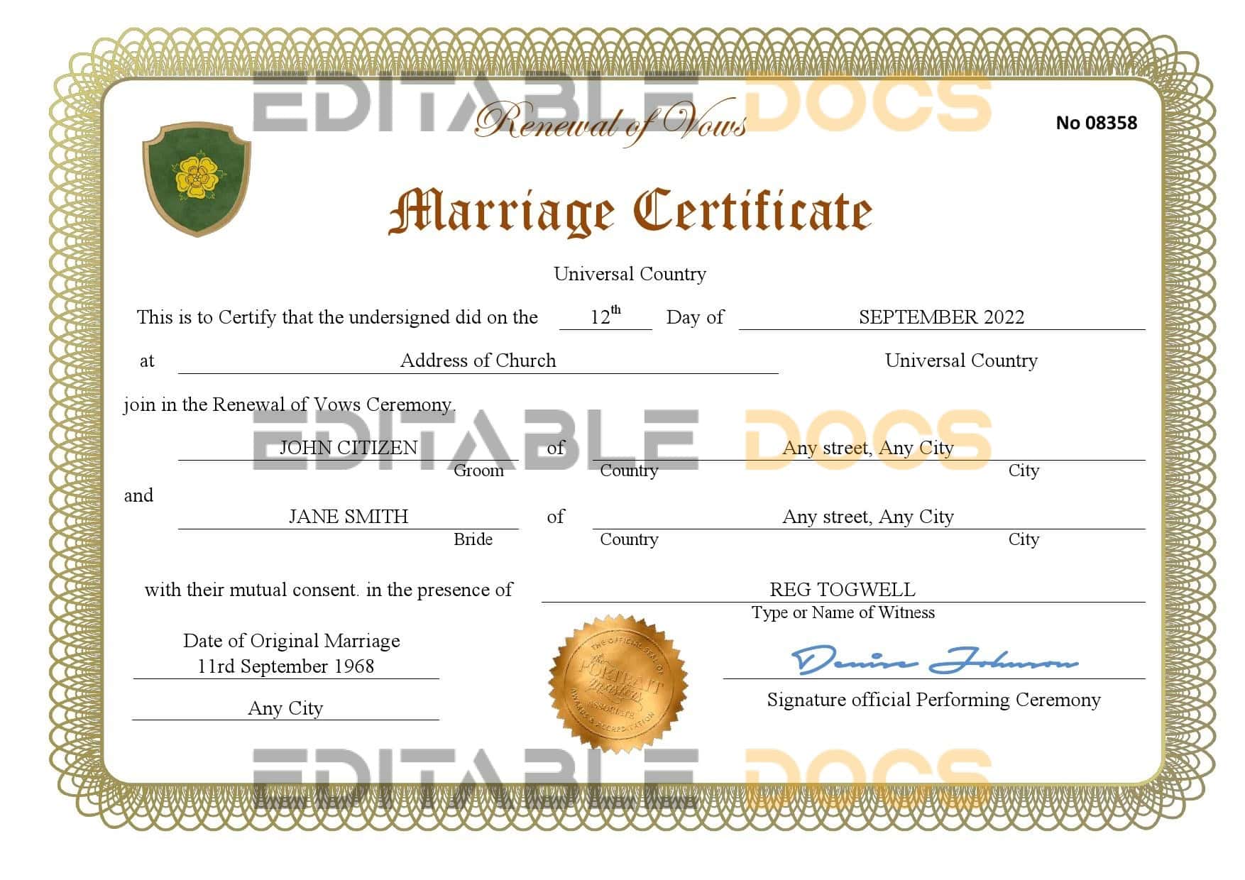 romance universal Marriage Certificate romance universal Marriage Certificate