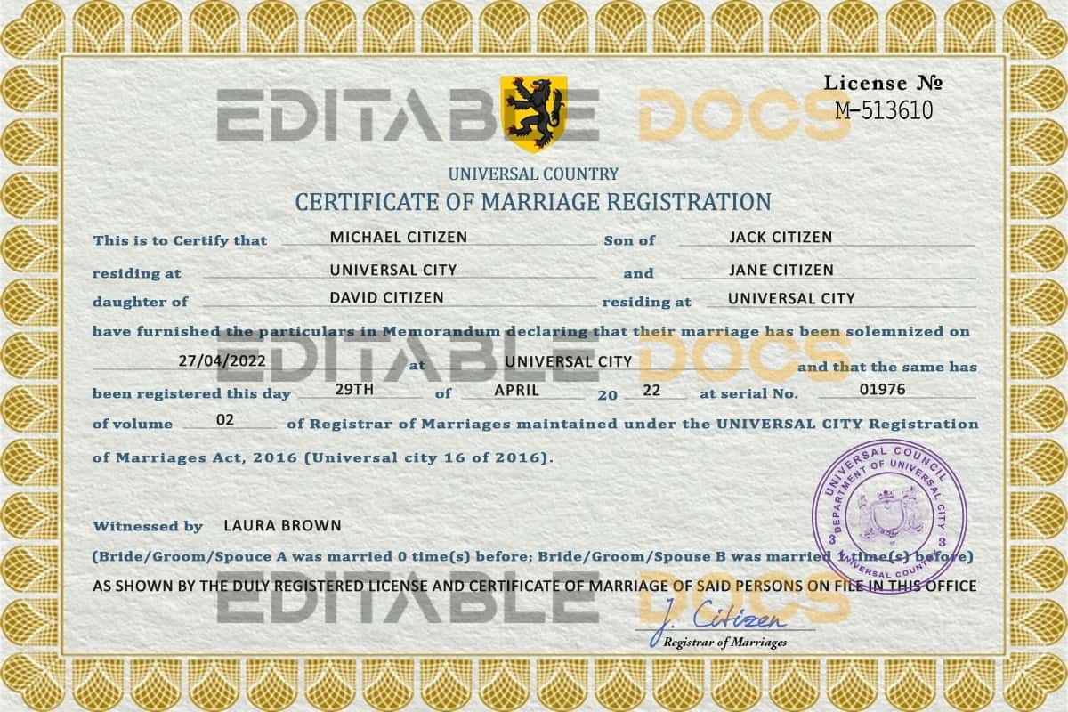 sight universal sight universal Marriage Certificate psd