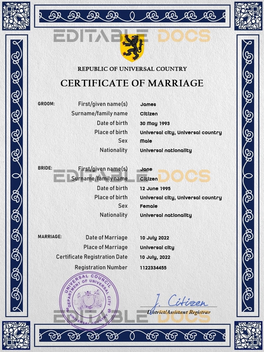 sketch universal sketch universal Marriage Certificate