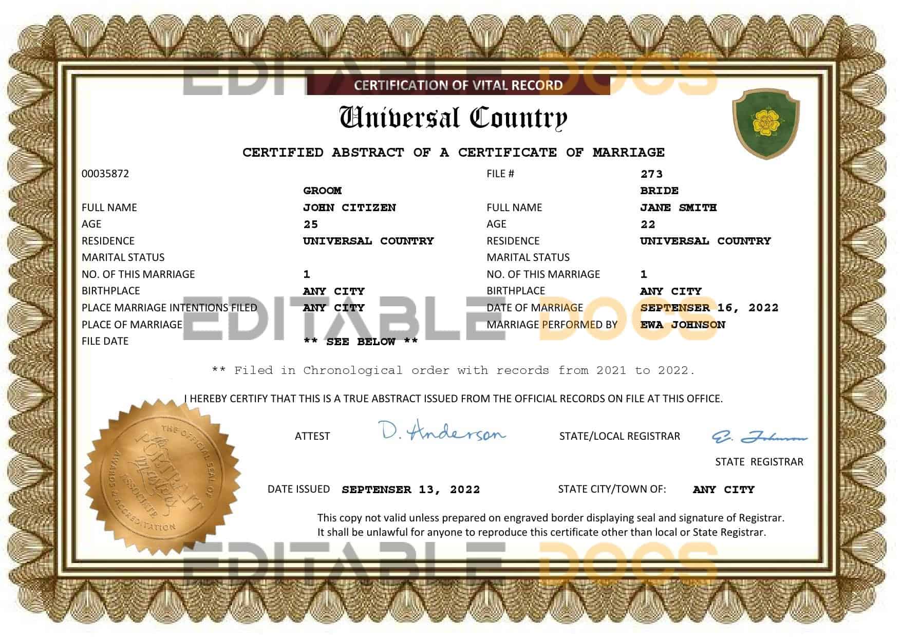 smart universal Marriage Certificate smart universal Marriage Certificate