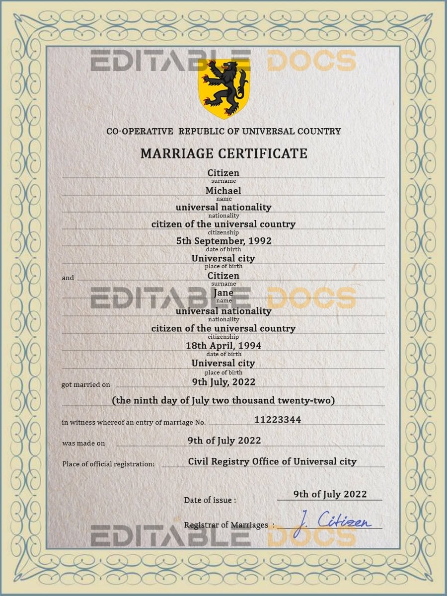 soulmate universal Marriage Certificate soulmate universal Marriage Certificate