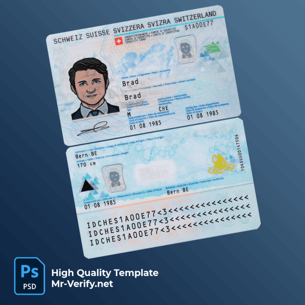 Switzerland ID template in PSD format new version