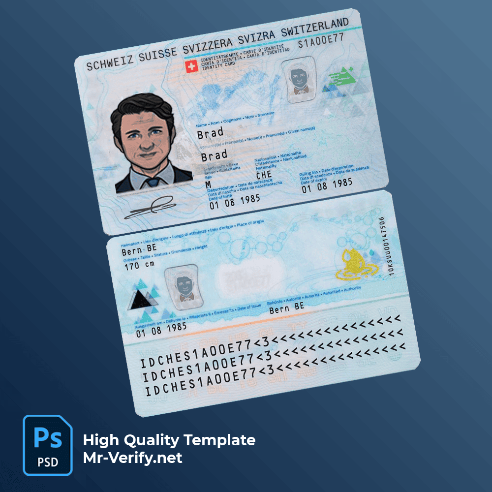 switzerland-id-mrverify Switzerland ID template in PSD format new version