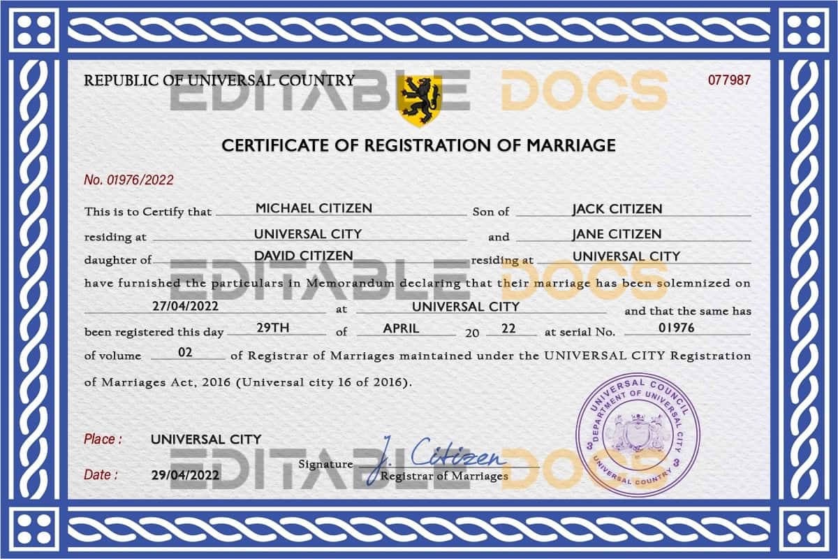tickle universal Marriage Certificate tickle universal Marriage Certificate