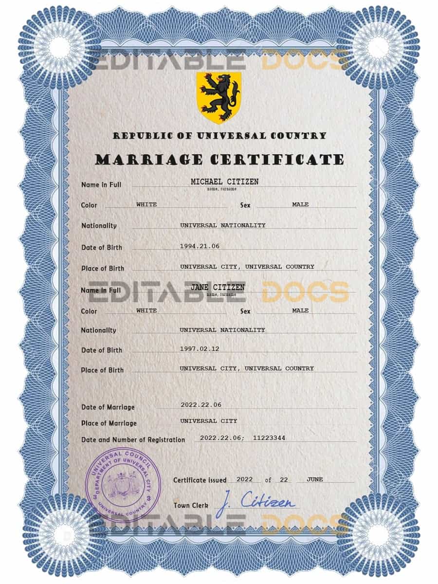 traditional universal traditional universal Marriage Certificate psd