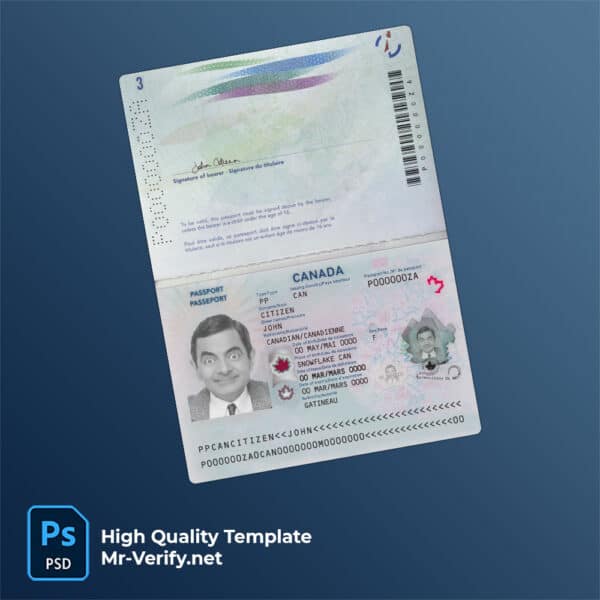 canada passport psd template new version 2023 to present