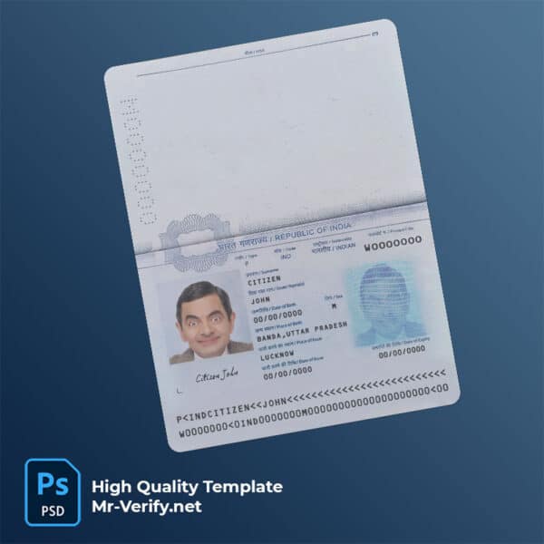 indian passport psd template new version 2021 to present