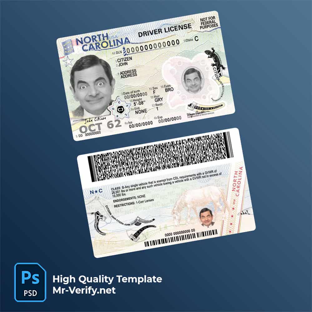 north-carolina-driver-license-mrverify North Carolina driver license Psd Template new version 2024 to present