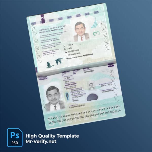 Sweden Passport PSD Template new version 2022-present
