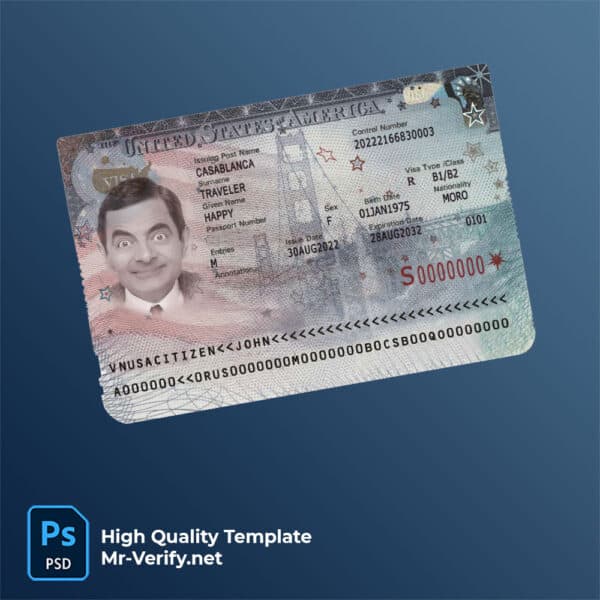 USA Tourist Visa PSD template 2022 to present