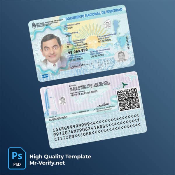 Argentina ID card psd template new version 2023 to present