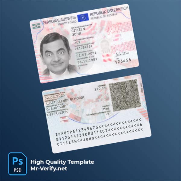 Austria ID psd template new version 2021 to present