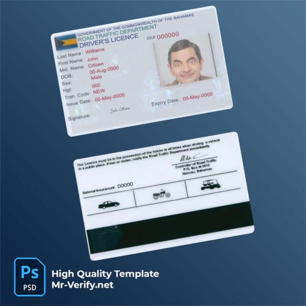 Bahamas-driving-license Bahamas driver license PSD template
