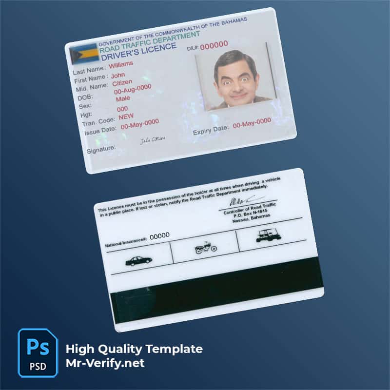 Bahamas-driving-license Bahamas driver license PSD template