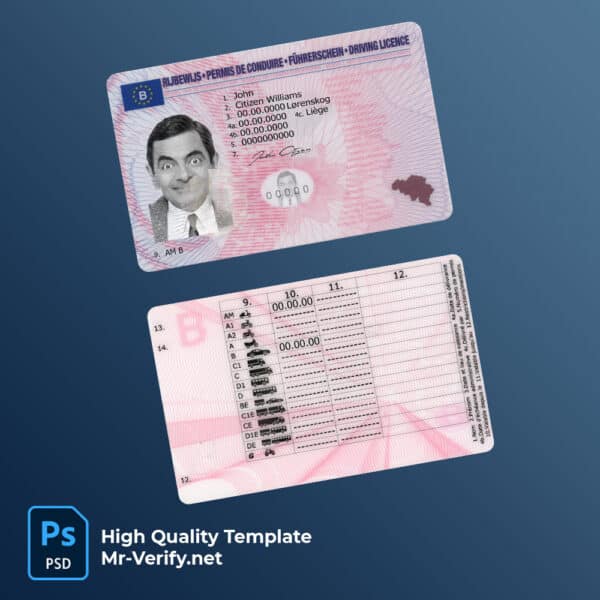 Belgium-driving-license Belgium Driving License PSD Template Editable Mockup