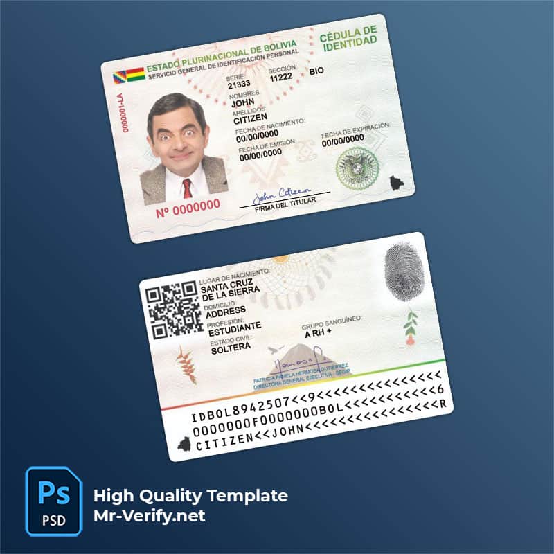 Bolivia-ID-card-2023-present Bolivia ID card psd template new version 2023 to present