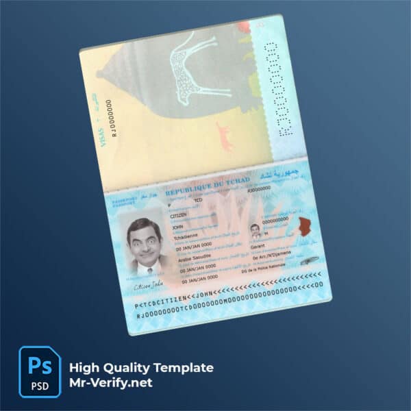 Du-Tchad-passport-new-2021-present Chad (République du Tchad) Passport PSD Template new version 2021 to present