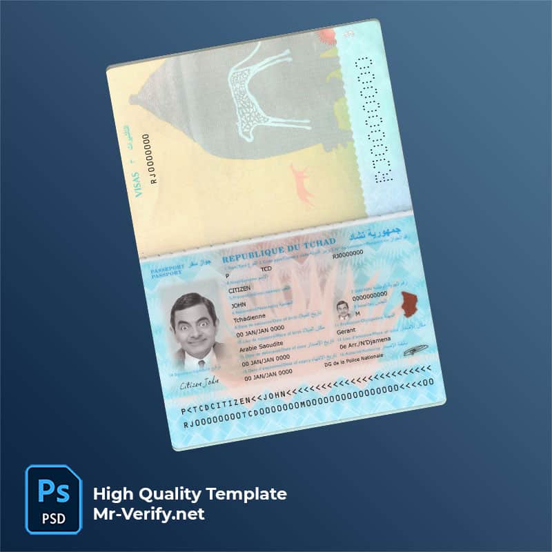 Du-Tchad-passport-new-2021-present Chad (République du Tchad) Passport PSD Template new version 2021 to present