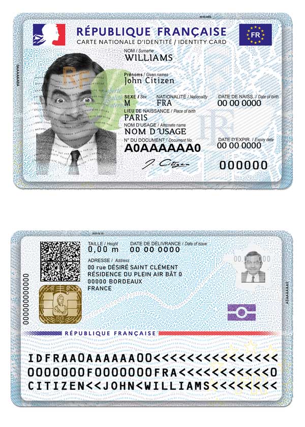 France National Identity Card PSD template