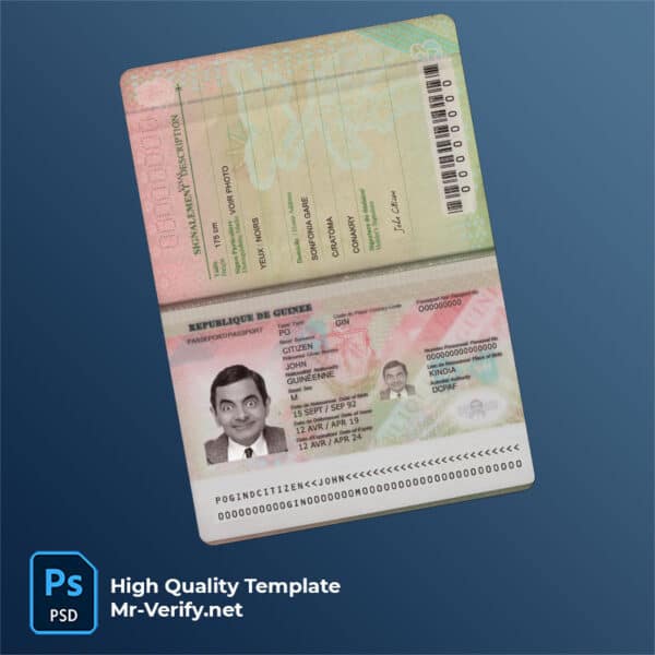 Guine-Passport-psd-template-v3 GUINEA Passport PSD Template new version 2018 to present