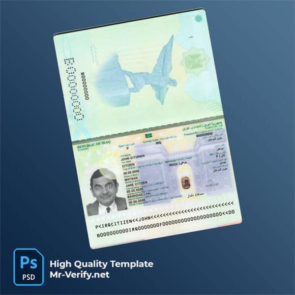 Iraq-passport-2024-present Iraq Passport PSD Template new version 2023 to present