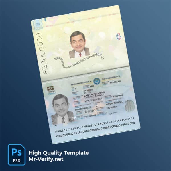 Kyrgyzstan Passport psd template new version 2021 to present