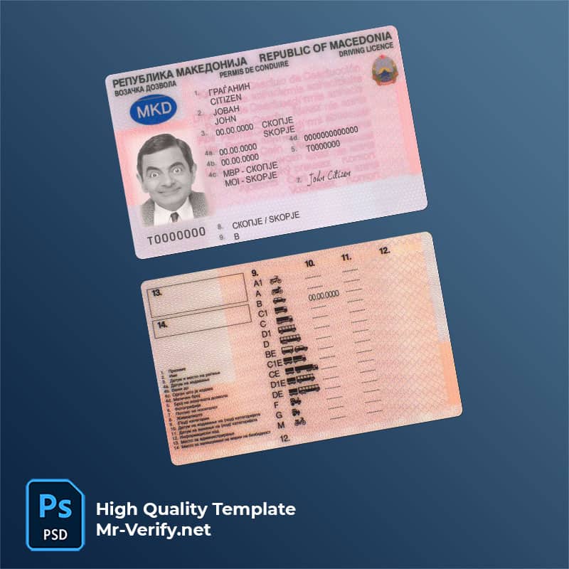 Macedonia-driving-license Macedonia driver license psd template