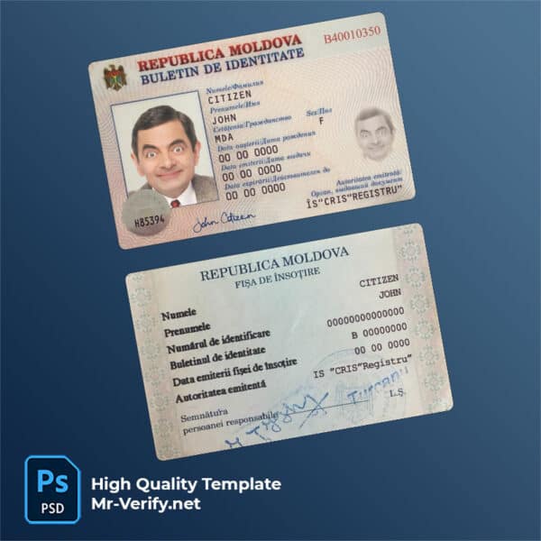 Moldova ID Card Psd Template new version