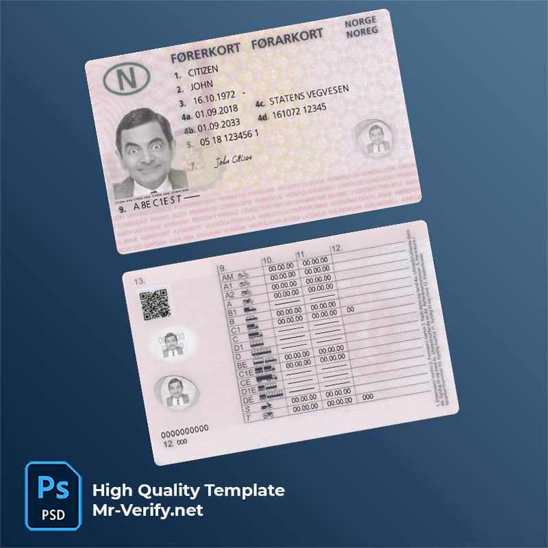 Norway-driving-license Norway driver license psd template