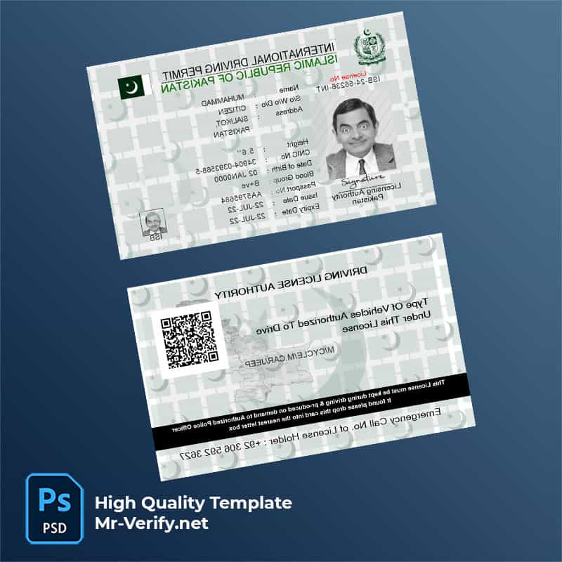 Pakistan-international-driving-license-2022-present Pakistan Driver License PSD Template international version 2022 to present