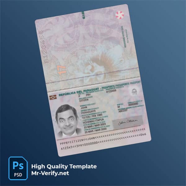 Paraguay-passport-2023-present Paraguay Passport PSD Template new version 2023 to present