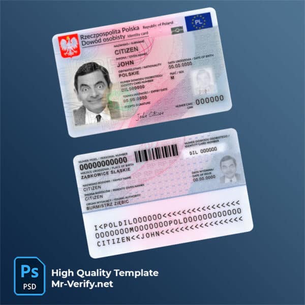 Poland ID Card Psd Template new version 2023 to present