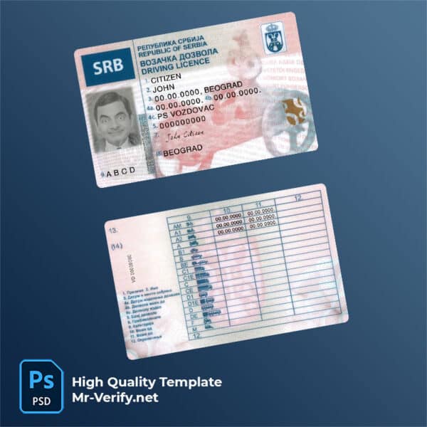 Serbia-driving-license Serbia driver license psd template
