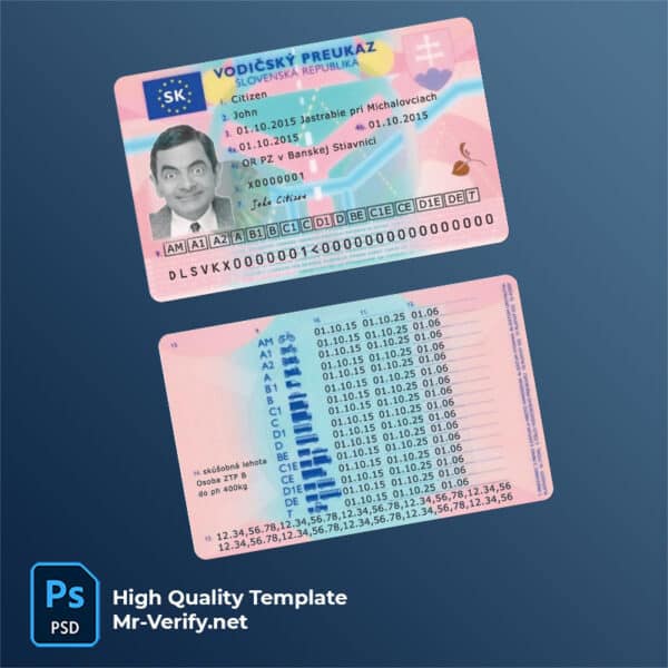 Slovakia-driving-license Slovakia driver license psd template