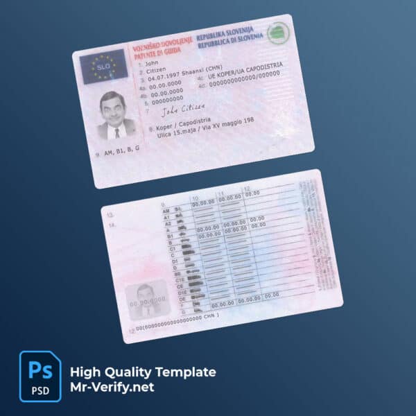 Slovenia-driving-license Slovenia driver license psd template