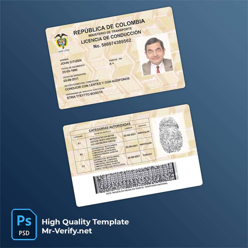 colombia-driver-license Colombia Driver License PSD Template new version