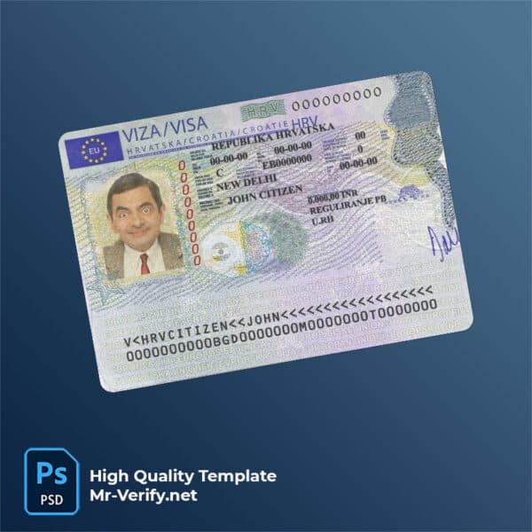 Croatia schengen visa psd template