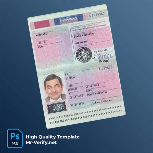 Germany Passport psd template new 2022 to present