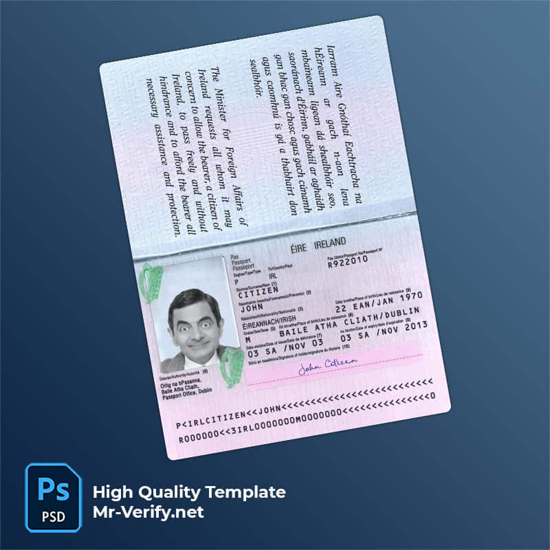 ireland-passport Ireland Passport psd template new version