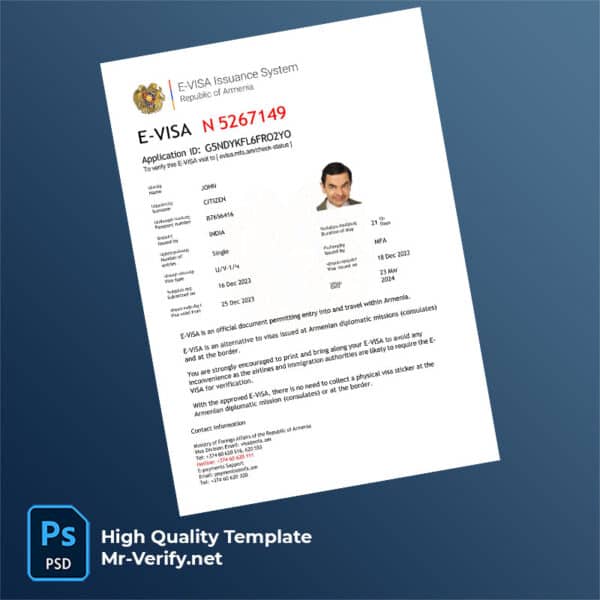 Armenia evisa word and pdf template