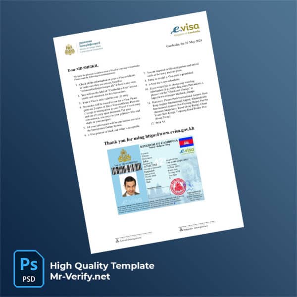 Cambodia evisa word and pdf template