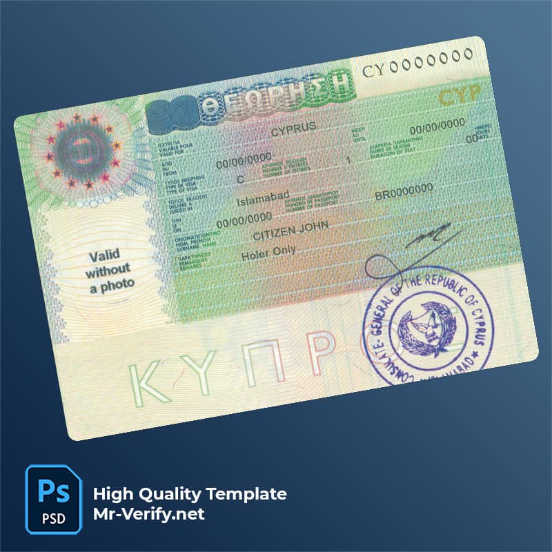 Cyprus travel visa Cyprus travel visa psd template