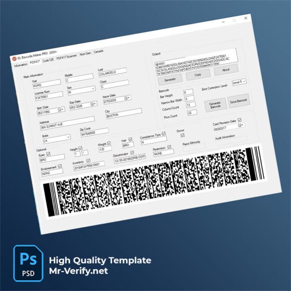 DL-Barcode-Maker-PRO-6 USA Driver License Barcode Generator