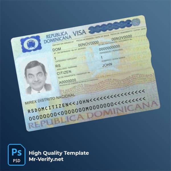 Dominican Republic travel visa PSD template