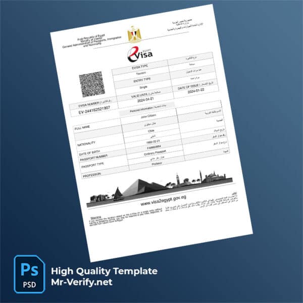 Egypt evisa word and pdf template