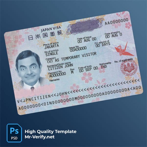 Japan travel visa psd template