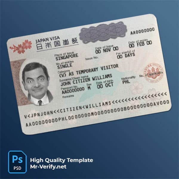 Japan tourist visa psd template